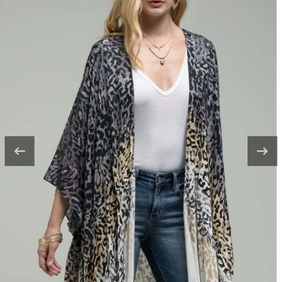Leopard Print Ombre Kimono - Picture 3 of 4